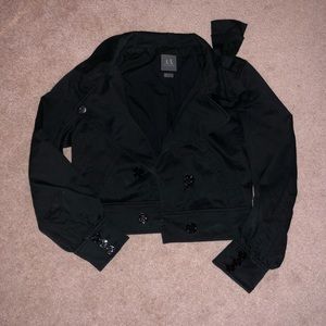 Armani Exchange Cropped Black Jacket w Bow Detail